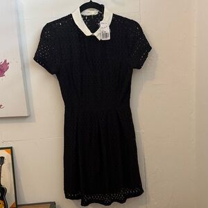 Forever 21 Black Crochet Dress with White Collar